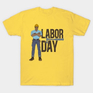 Labor Day Construction worker dark txt T-Shirt